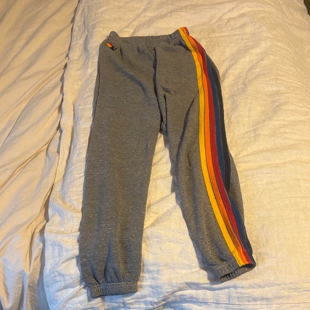 Aviator Nation Sweatpants with Rainbow Stripes
